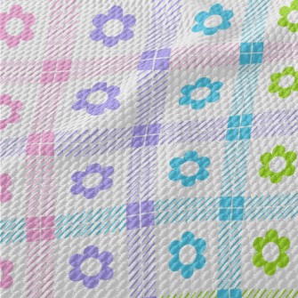 Colorful Floral Plaid Birdseye Piqué