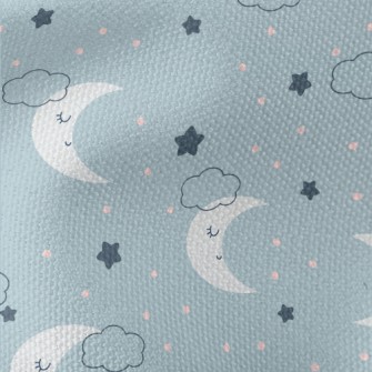 Gray Blue Starry Sky And Moon Waterproof Canvas