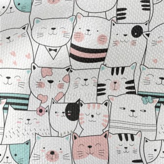 Cute Cats With Lines Waterproof Canvas