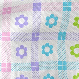 Colorful Floral Plaid Waterproof Canvas