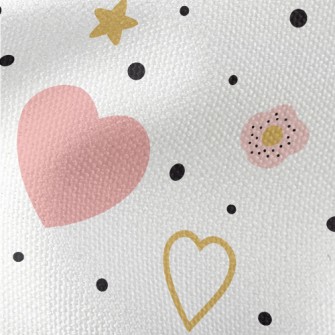 Pink And Golden Hearts And Flo Waterproof Canvas