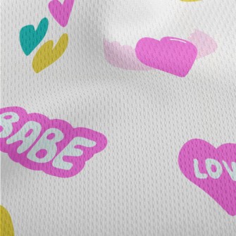 Bright Pink English Letters Athletic Mesh Flat Back