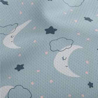 Gray Blue Starry Sky And Moon Athletic Mesh Flat Back