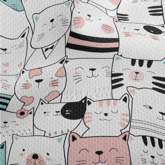 Cute Cats With Lines Athletic Mesh Flat Back