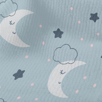 Gray Blue Starry Sky And Moon Terry