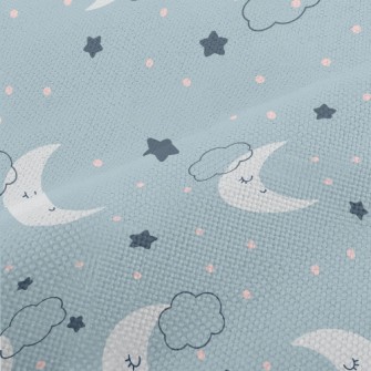 Gray Blue Starry Sky And Moon Performance Linen