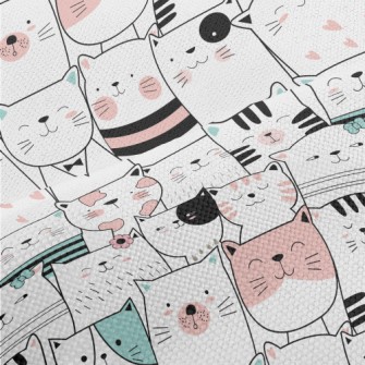 Cute Cats With Lines Performance Linen