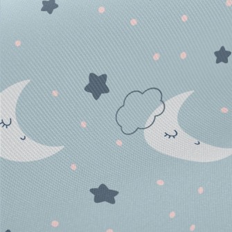 Gray Blue Starry Sky And Moon Twill