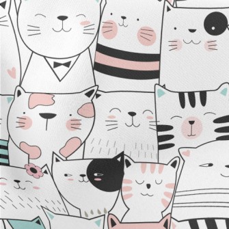 Cute Cats With Lines Stretch Ponte