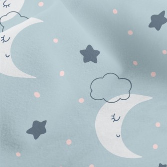 Gray Blue Starry Sky And Moon Micro Fleece