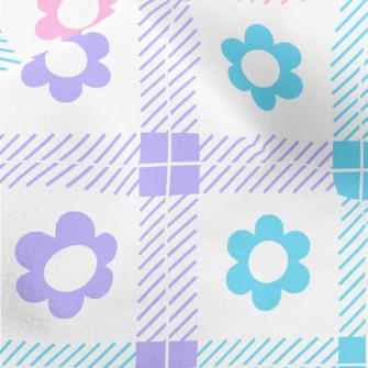 Colorful Floral Plaid Micro Fleece