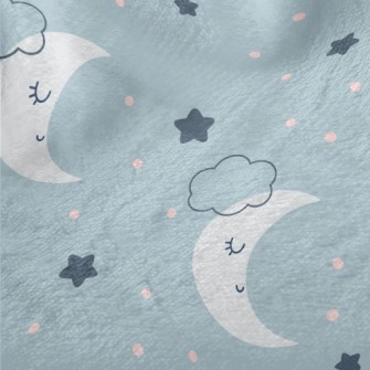 Gray Blue Starry Sky And Moon Minky