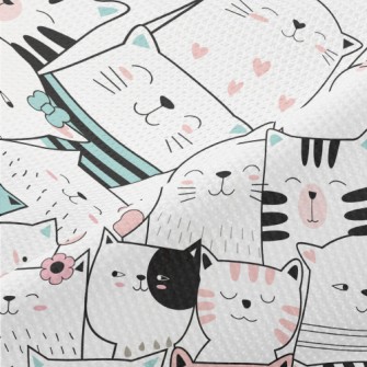 Cute Cats With Lines Piqué
