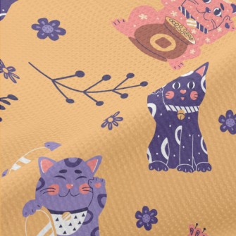 A Colorful Lucky Cat Piqué