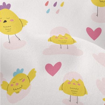 Colorful Hen And Clouds Lightweight Performance Linen