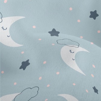 Gray Blue Starry Sky And Moon Lightweight Performance Linen