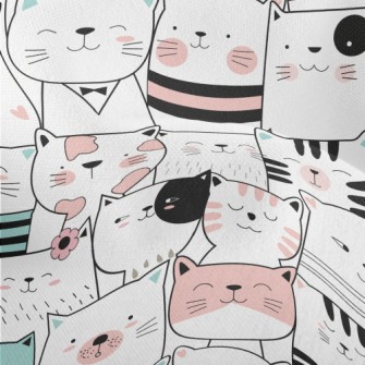 Cute Cats With Lines Lightweight Performance Linen