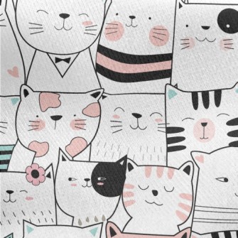 Cute Cats With Lines Jersey Backed Fleece