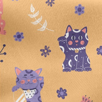 A Colorful Lucky Cat Jersey Backed Fleece