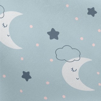Gray Blue Starry Sky And Moon Pongee