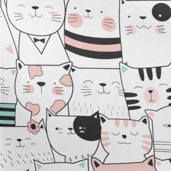 Cute Cats With Lines Pongee
