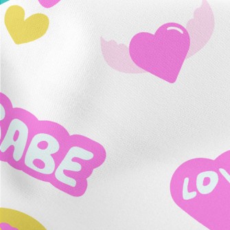 Bright Pink English Letters Lightweight Cotton Poplin