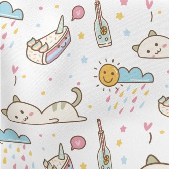Cute Lazy Cat Lightweight Cotton Poplin