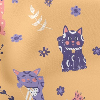 A Colorful Lucky Cat Lightweight Cotton Poplin