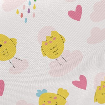 Colorful Hen And Clouds Midweight Cotton Poplin