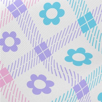Colorful Floral Plaid Midweight Cotton Poplin