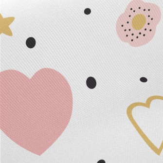 Pink And Golden Hearts And Flo Midweight Cotton Poplin