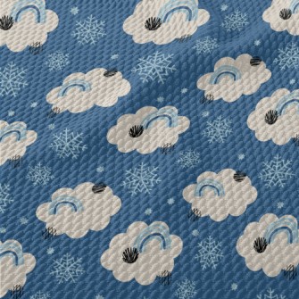 Snowflakes, Clouds, Rainbow Birdseye Piqué