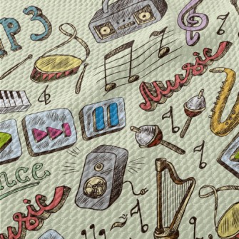 Happy Music Instruments Birdseye Piqué