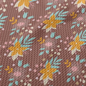 Bright Flowers And Grass Birdseye Piqué