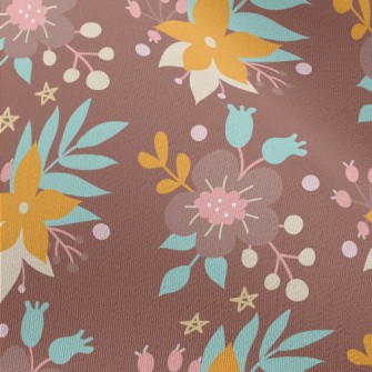 Bright Flowers And Grass Chiffon