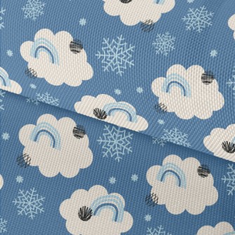 Snowflakes, Clouds, Rainbow Waterproof Oxford