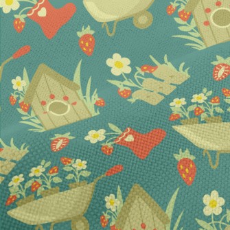 Fence Countryside Flowers Performance Linen