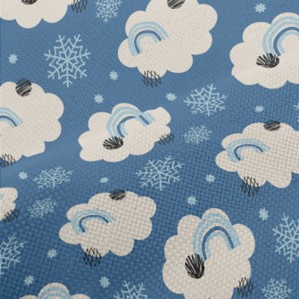 Snowflakes, Clouds, Rainbow Performance Linen