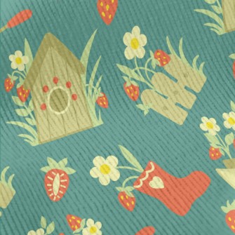 Fence Countryside Flowers Standard Corduroy