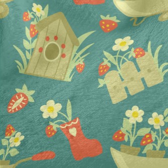 Fence Countryside Flowers Minky