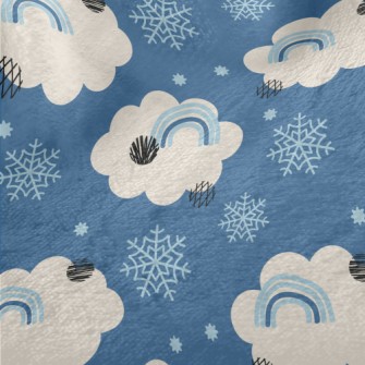 Snowflakes, Clouds, Rainbow Minky
