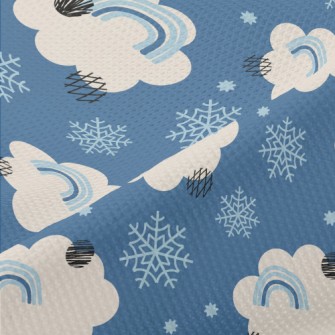 Snowflakes, Clouds, Rainbow Piqué