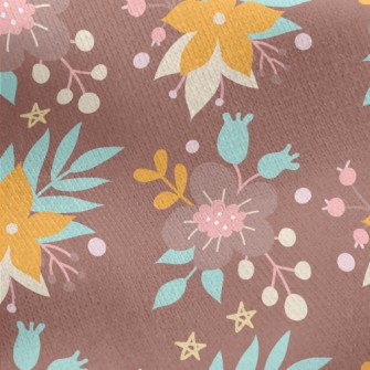 Bright Flowers And Grass Jersey Backed Fleece