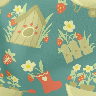 Fence Countryside Flowers Lightweight Cotton Poplin