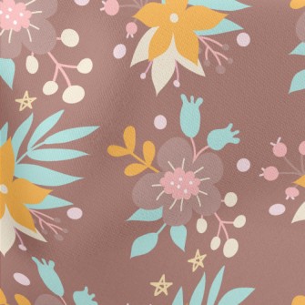 Bright Flowers And Grass Lightweight Cotton Poplin