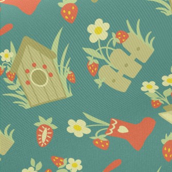 Fence Countryside Flowers Midweight Cotton Poplin