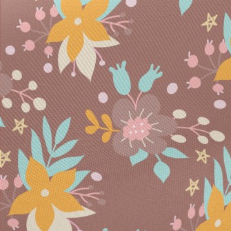 Bright Flowers And Grass Midweight Cotton Poplin