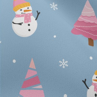 Pink Christmas Tree Snowman Chiffon