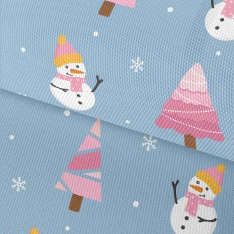 Pink Christmas Tree Snowman Waterproof Oxford