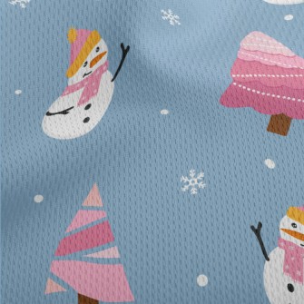 Pink Christmas Tree Snowman Athletic Mesh Flat Back